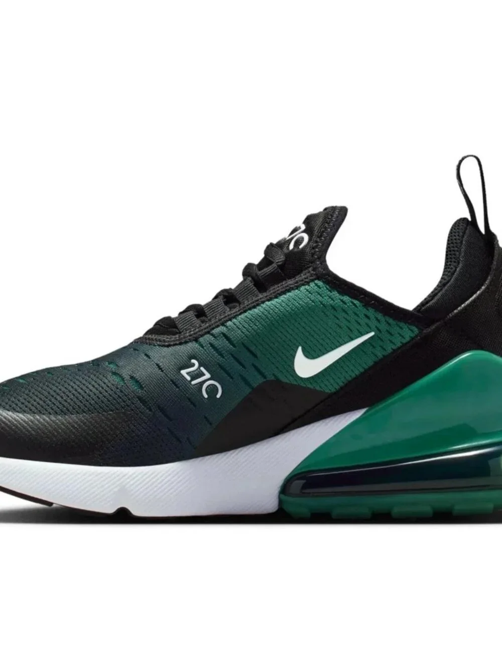 Nike Air Max 270 GS Shoes - Black White Evergreen Aura - Size 6.5Y (8 Women)